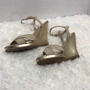 Lily Pulitzer Abby Gold-heeled Wedge Sandals